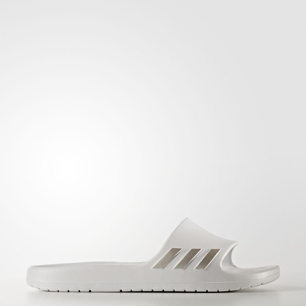 Adidas Aqualette Slides - παντοφλες γυναικεια - Γκρι/Πλατίνα Μεταλλικός,Μέγεθος: EU 36 – 54 2/3 (137